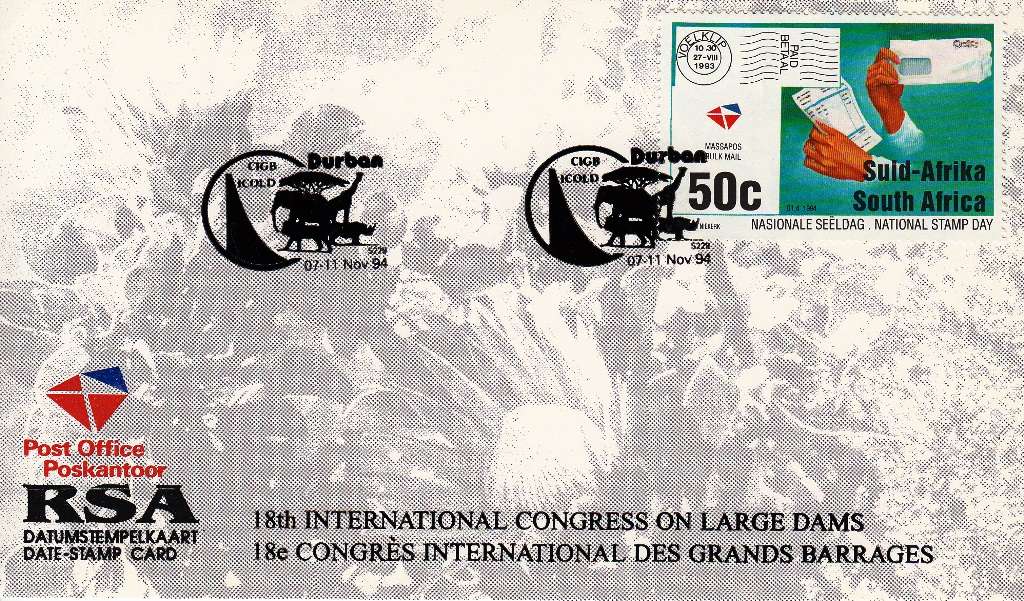 RSA DATE-STAMP CARD 1994: 18th INT. CONGRESS ON LARGE DAMS