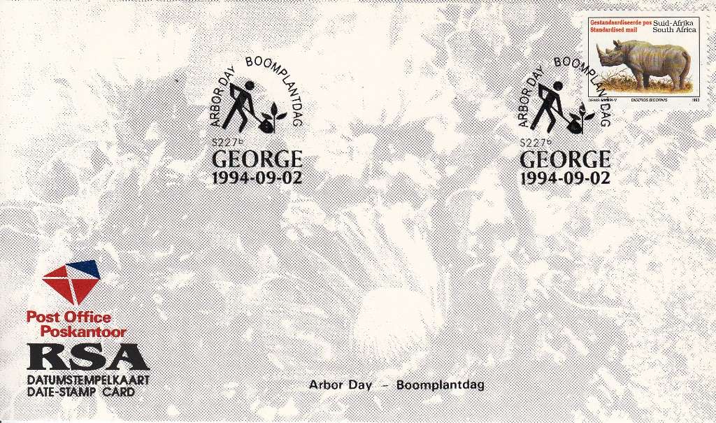 RSA DATE-STAMP CARD 1994: ARBOR DAY GEORGE