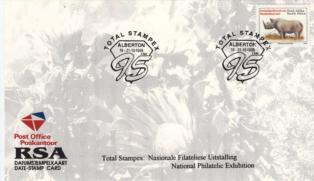 RSA DATE-STAMP CARD 1995: TOTAL STAMPEX STANDERTON