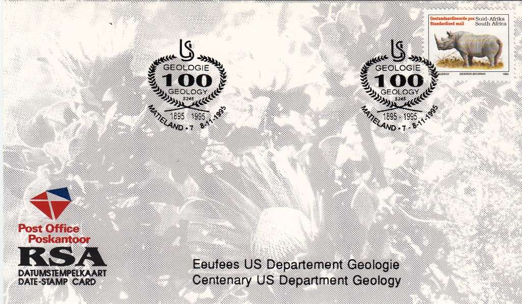 RSA DATE-STAMP CARD 1995: CENTENERY OF US DEPT GEOLOGY
