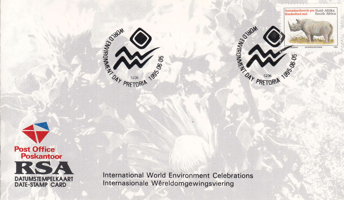 RSA DATE-STAMP CARD 1995: INT. WORLD ENVIRONMENT CELLIBRATIONS