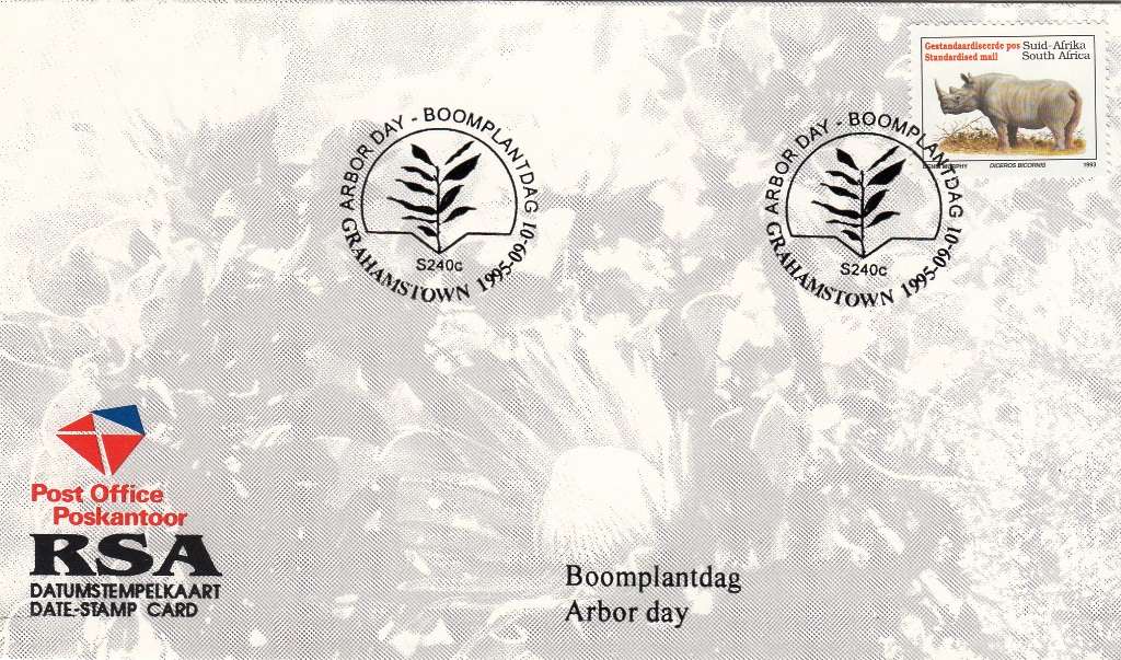 RSA DATE-STAMP CARD 1995: ARBOR DAY GRAHAMSTOWN