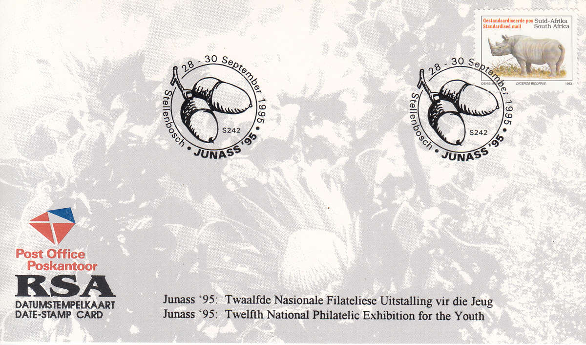 RSA DATE-STAMP CARD 1995: JUNNASS 12 th EXHIBITION STELLENBOSCH
