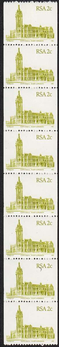 RSA 1982: 4th DEFINITIVE ISSUE 2c COIL STRIP OF 5 MNH (SACC 533)