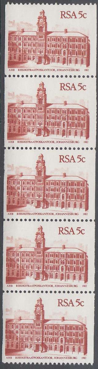 RSA 1982: 4th DEFINITIVE ISSUE 5c COIL STRIP OF 5 MNH (SACC 534)