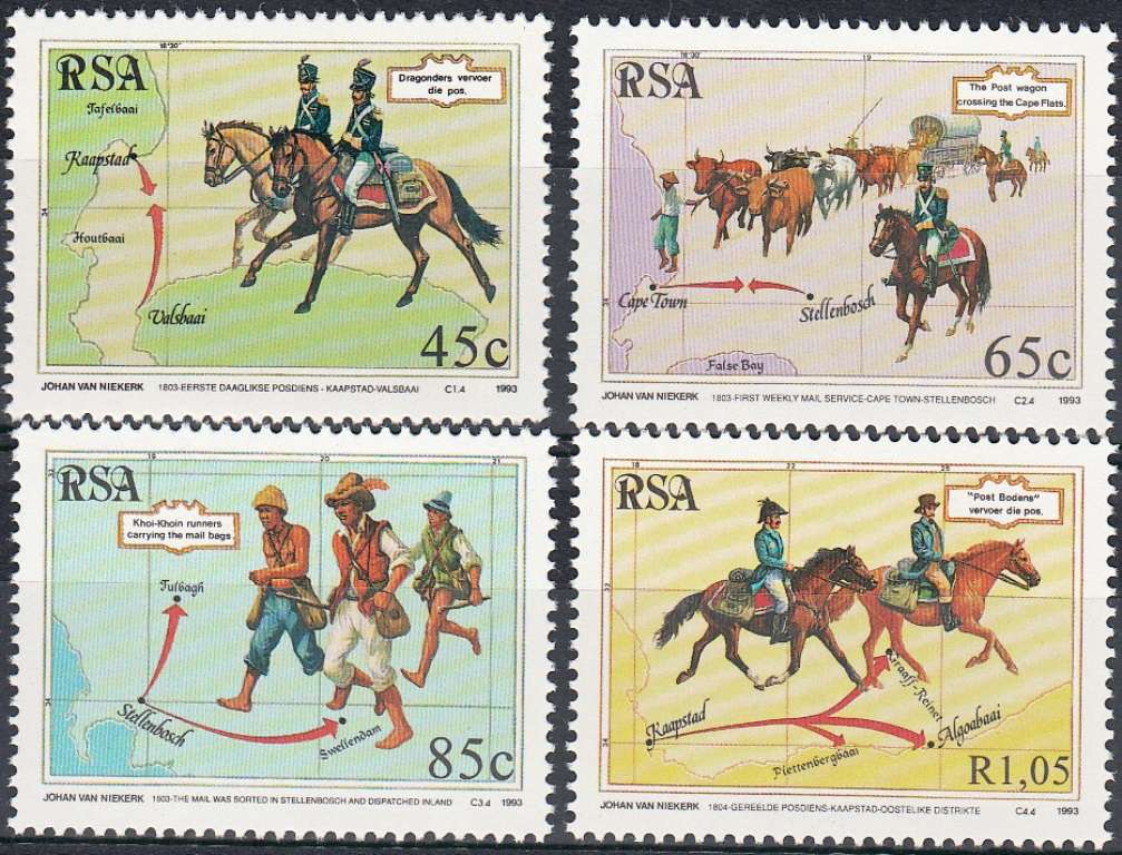 RSA 1993: NATIONAL STAMP DAY FULL SET MNH (SACC 843-846)