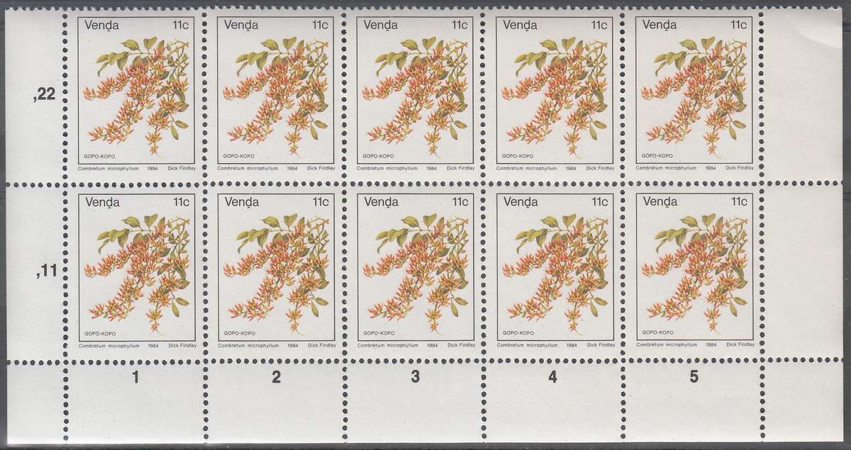 VENDA 1984: ADDITIONAL VALUE 16c EXTENDED BLOCK OF 10 MNH (SACC91)