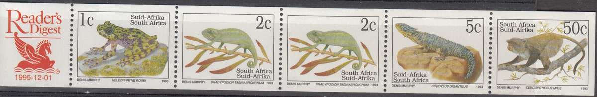 RSA 1995 6th Definitive Readers Digest 60c RED Strip MNH (SACC 932)