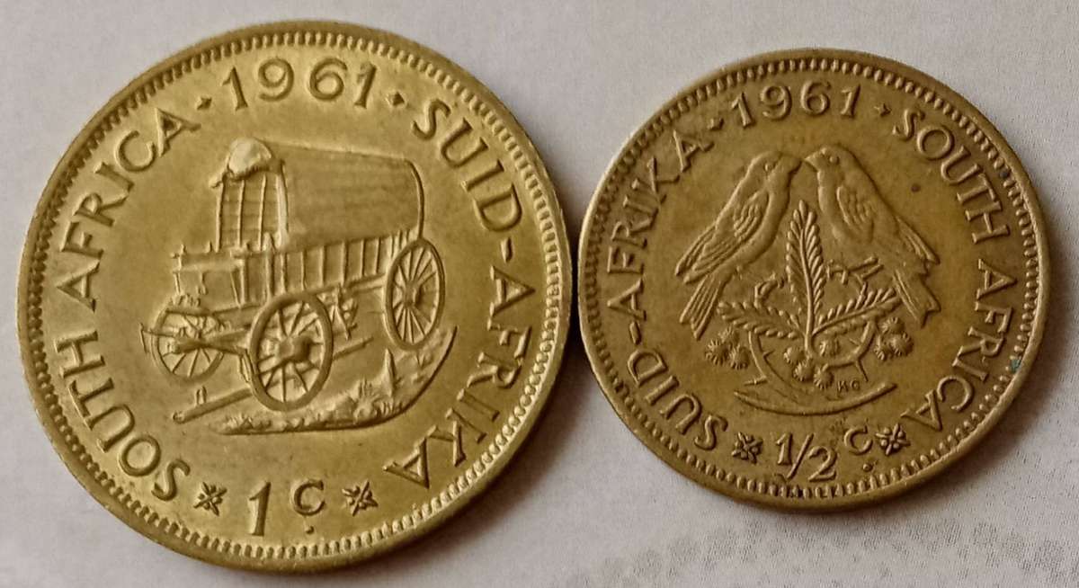 Lot of x5 republic 1961 coins from 10c- 1/2c (Includes 3 silver coins)