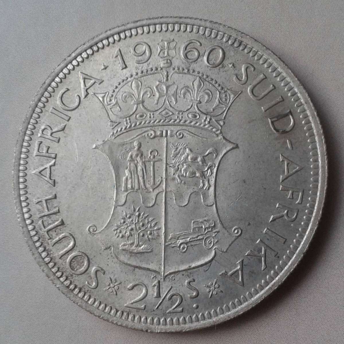 Uncirculated 1960 union silver 2 1/2 Shillings coin (mintage: 12168)