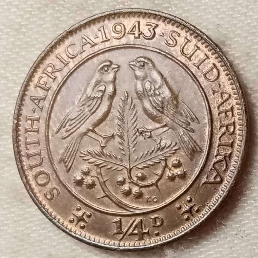 1943 Union uncirculated 1/4 penny.