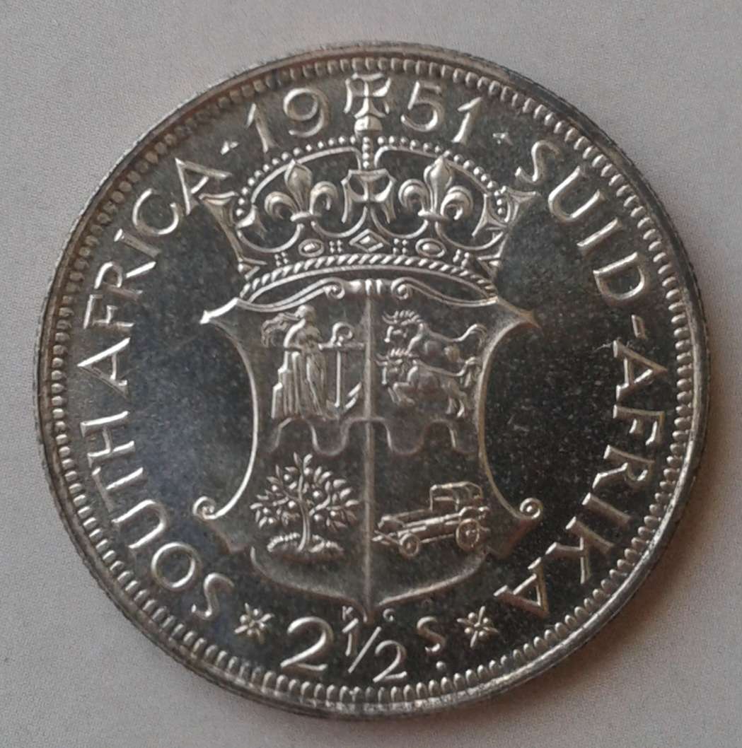 Nice 1951 Union silver 2 1/2 Shillings in proof
