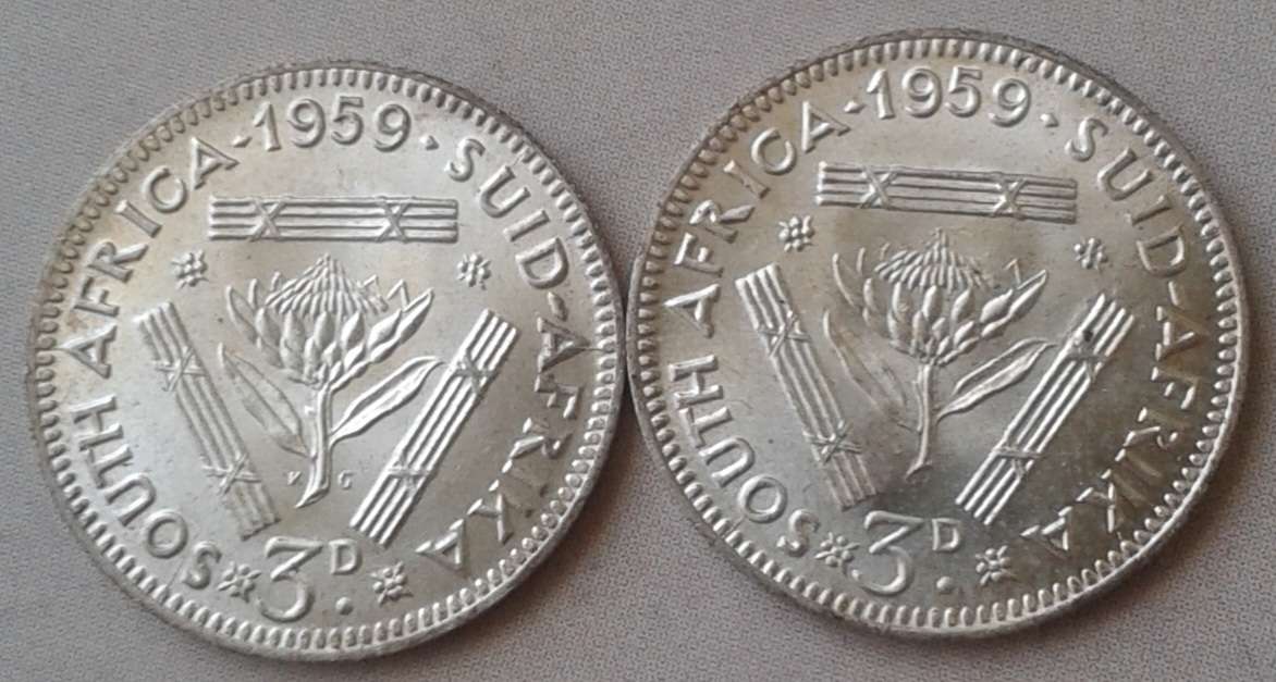 Set of X2 union 1959 tickeys with KG and no KG variety