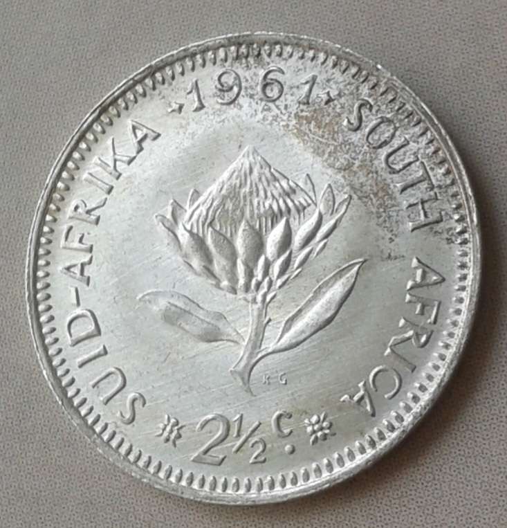 1961 Republic silver 2 1/2c with obverse die crack