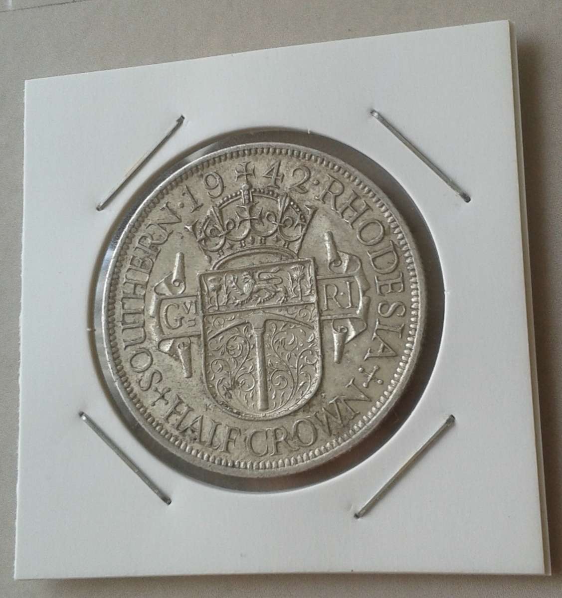 1942 Southern Rhodesia sterling silver half crown