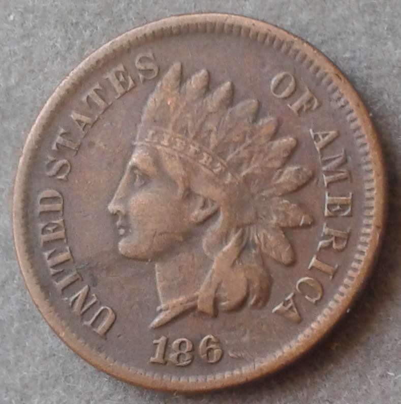 1860's USA Indian Head 1c (Struck through grease error)