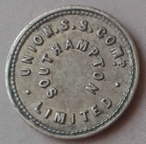 Scarce Union Steam Ship Company Limited Southampton 2D token
