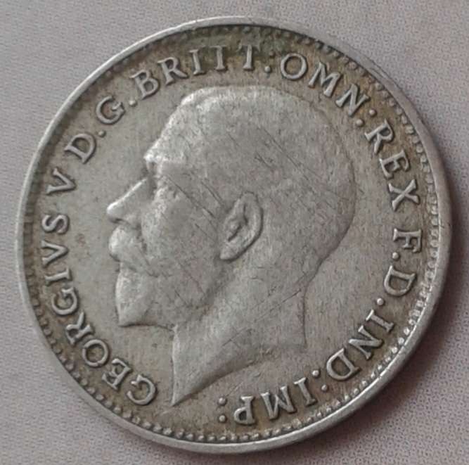 1920 British sterling silver threepence