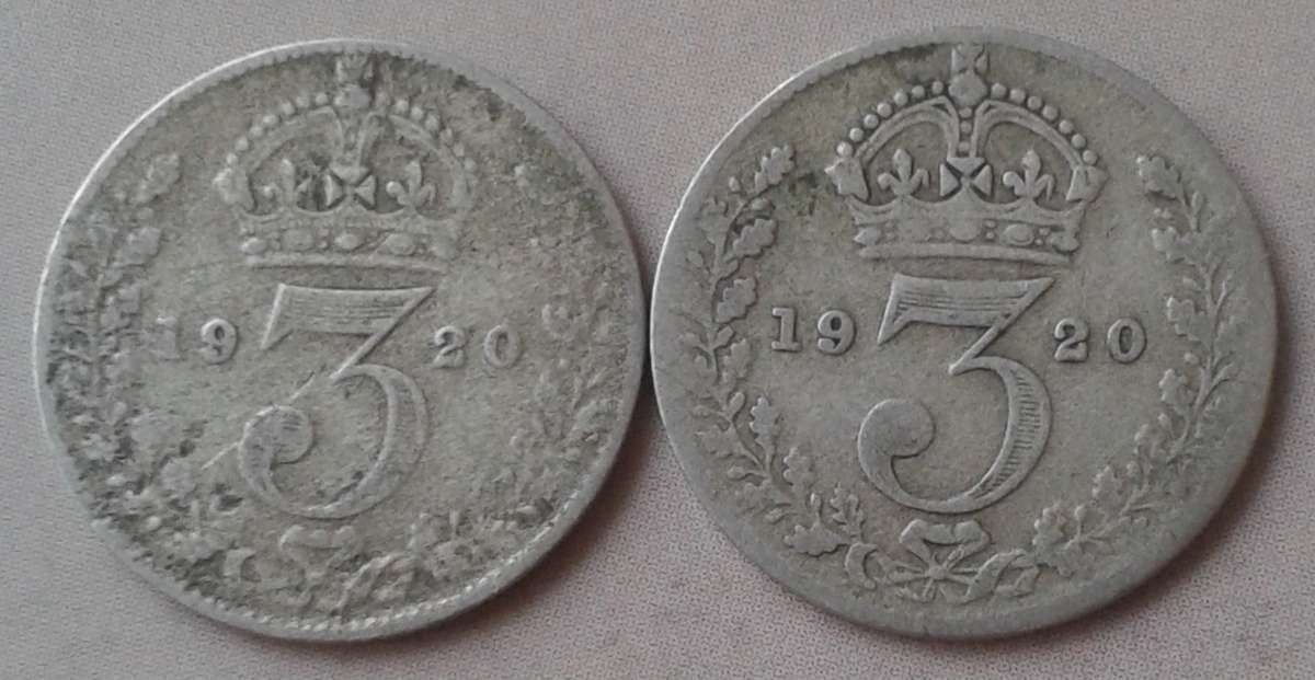 1920 British sterling silver threepence.