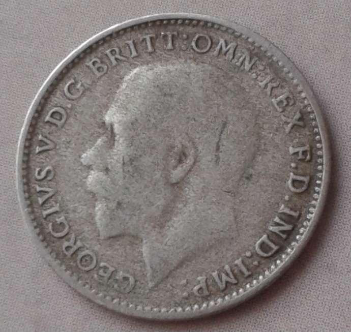 1920 British sterling silver threepence as per images