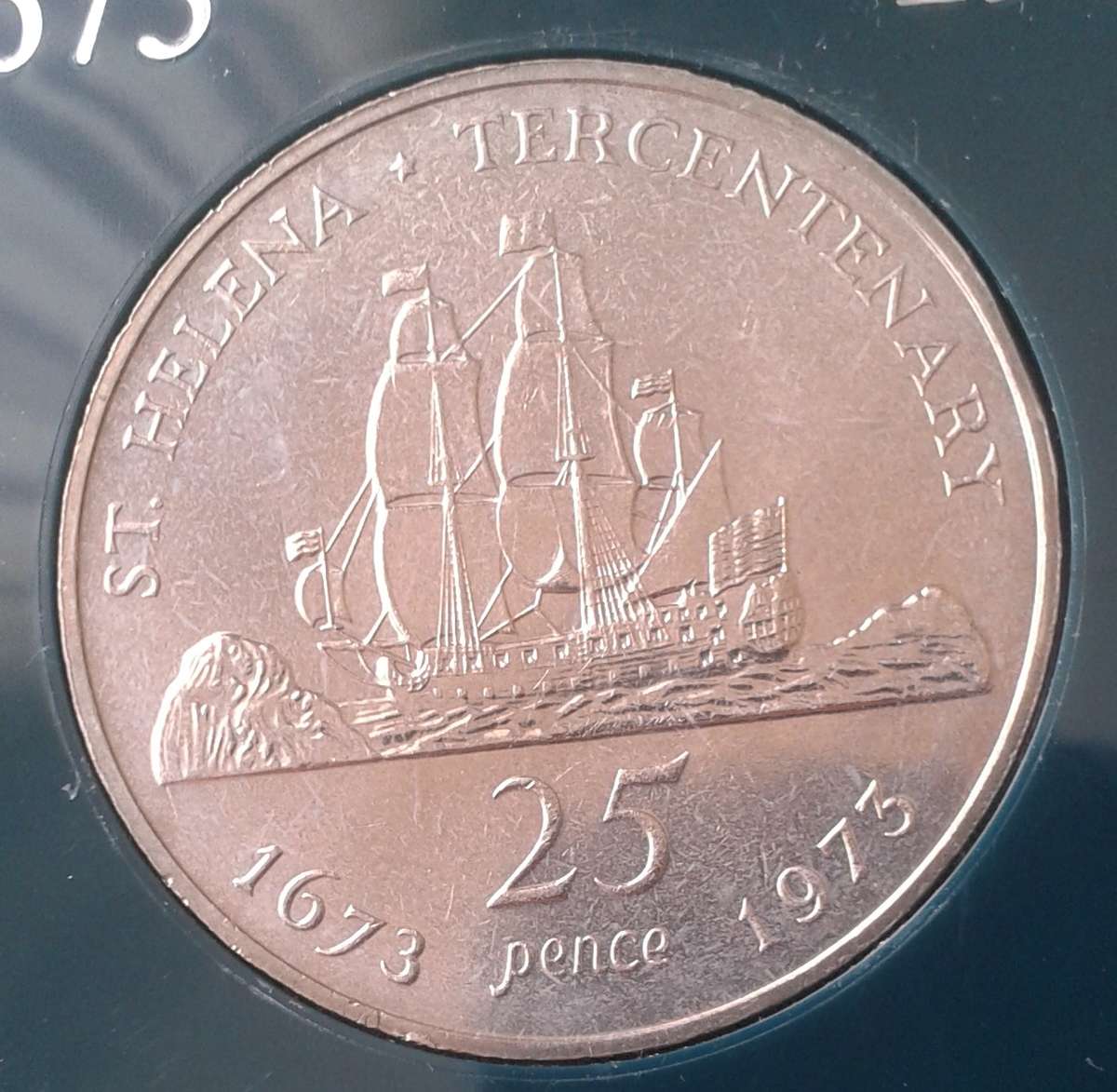 1973 St.Helena 25 Pence (crown) in case