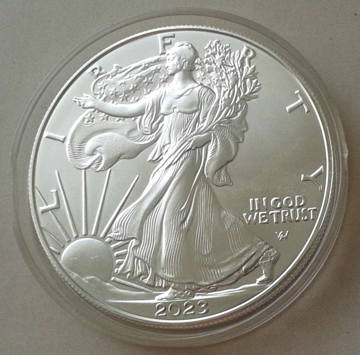 Encapsulated 2023 USA 1oz fine silver Eagle (New design)
