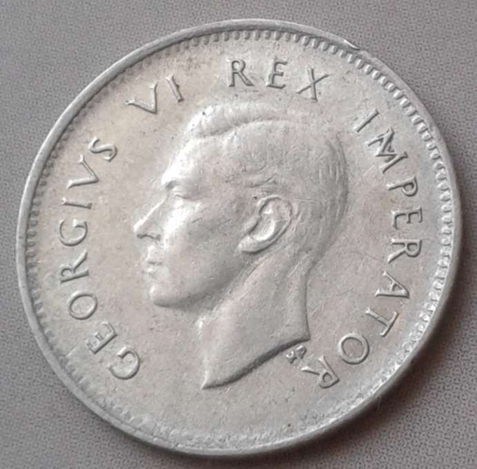 1943 Union silver threepence in XF.