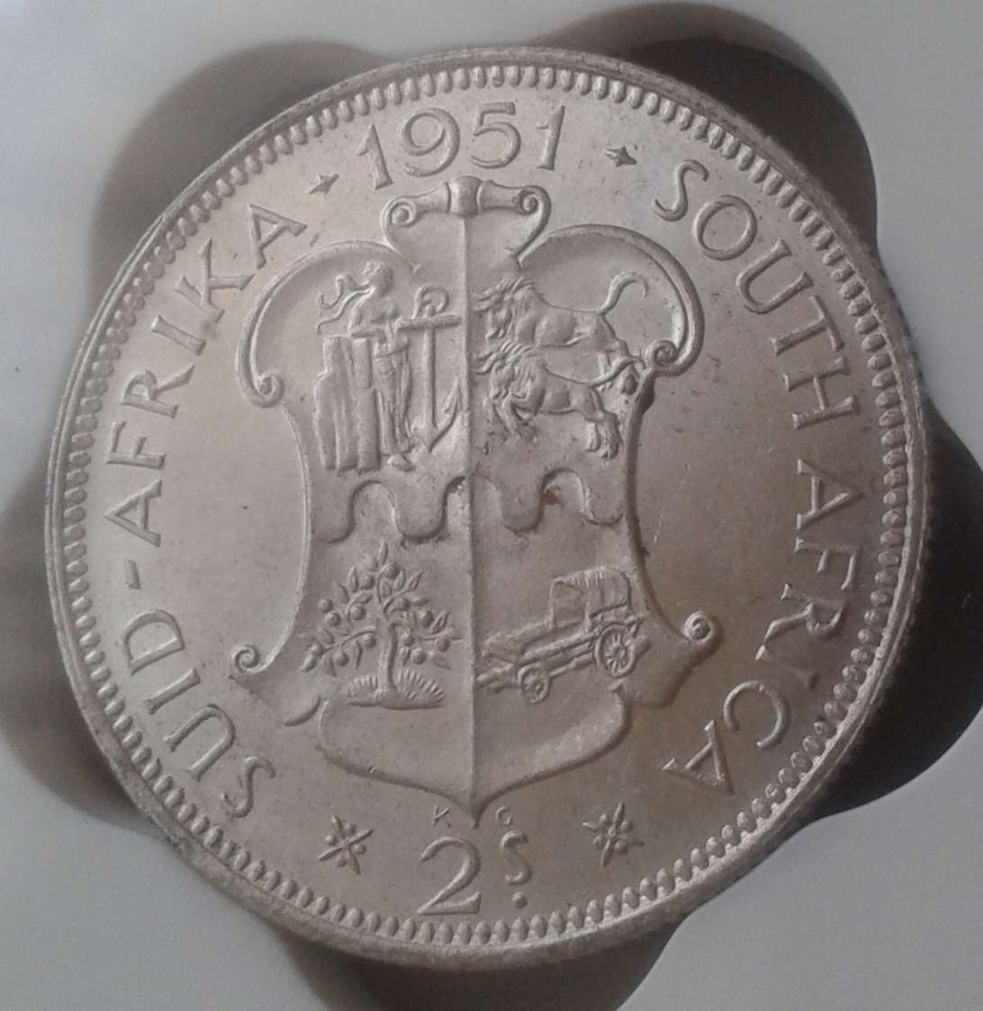 1951 Union silver 2 Shillings SANGS MS63