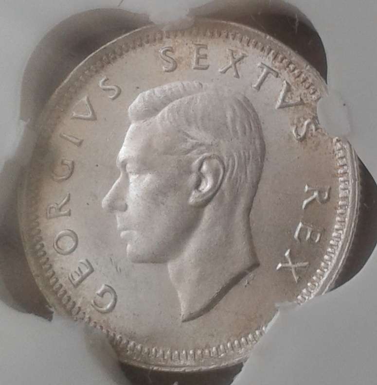 1950 Union silver sixpence SANGS MS61