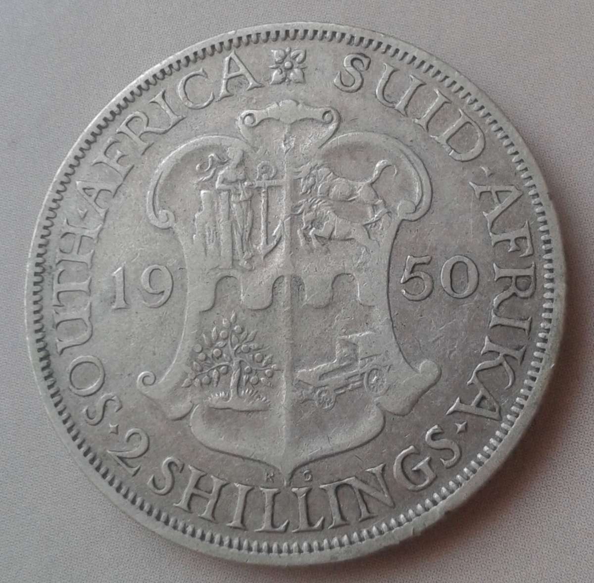Rare 1950 union silver 2 Shillings (mintage: 4945)