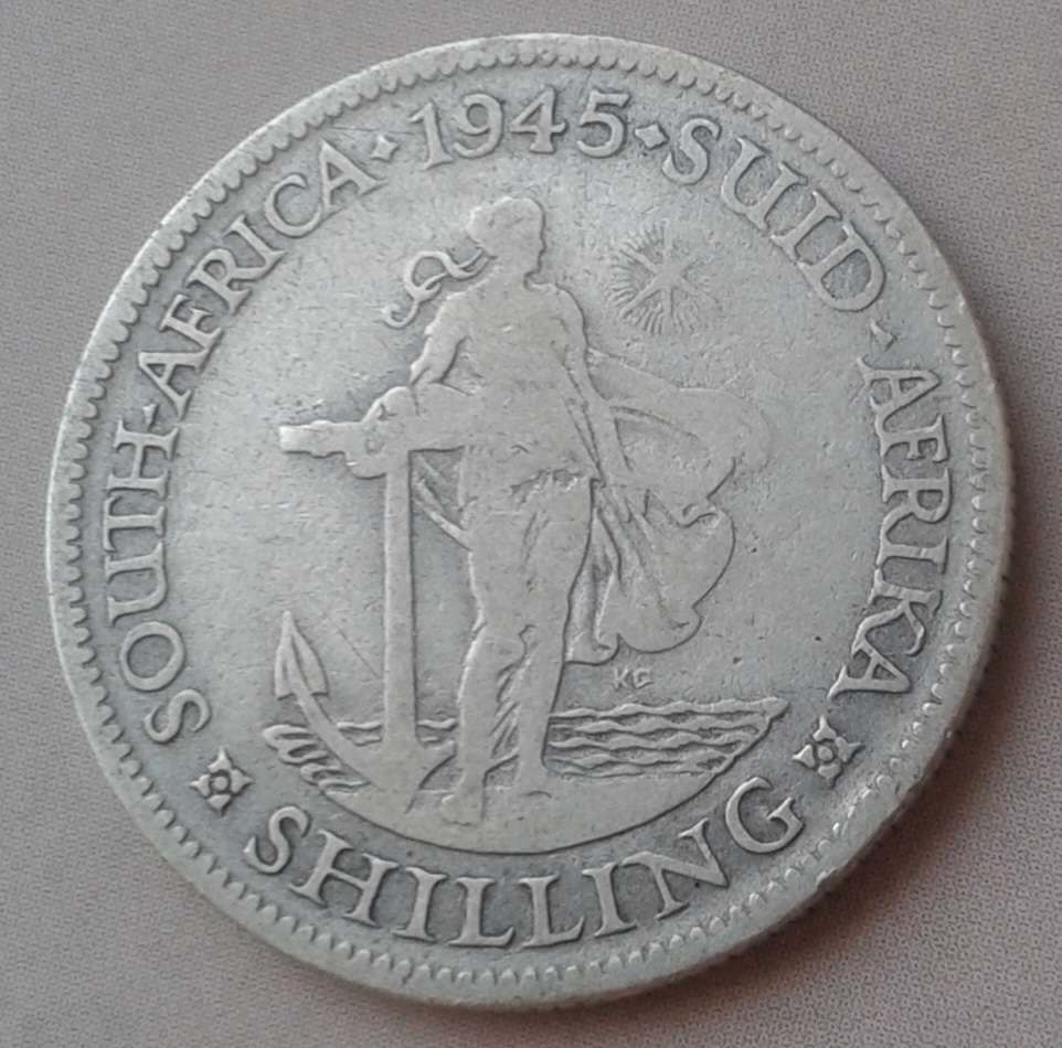 Lower mintage 1945 union silver shilling