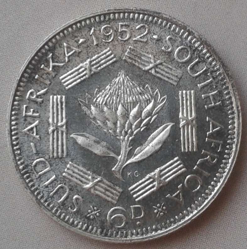 Union 1952 proof silver sixpence