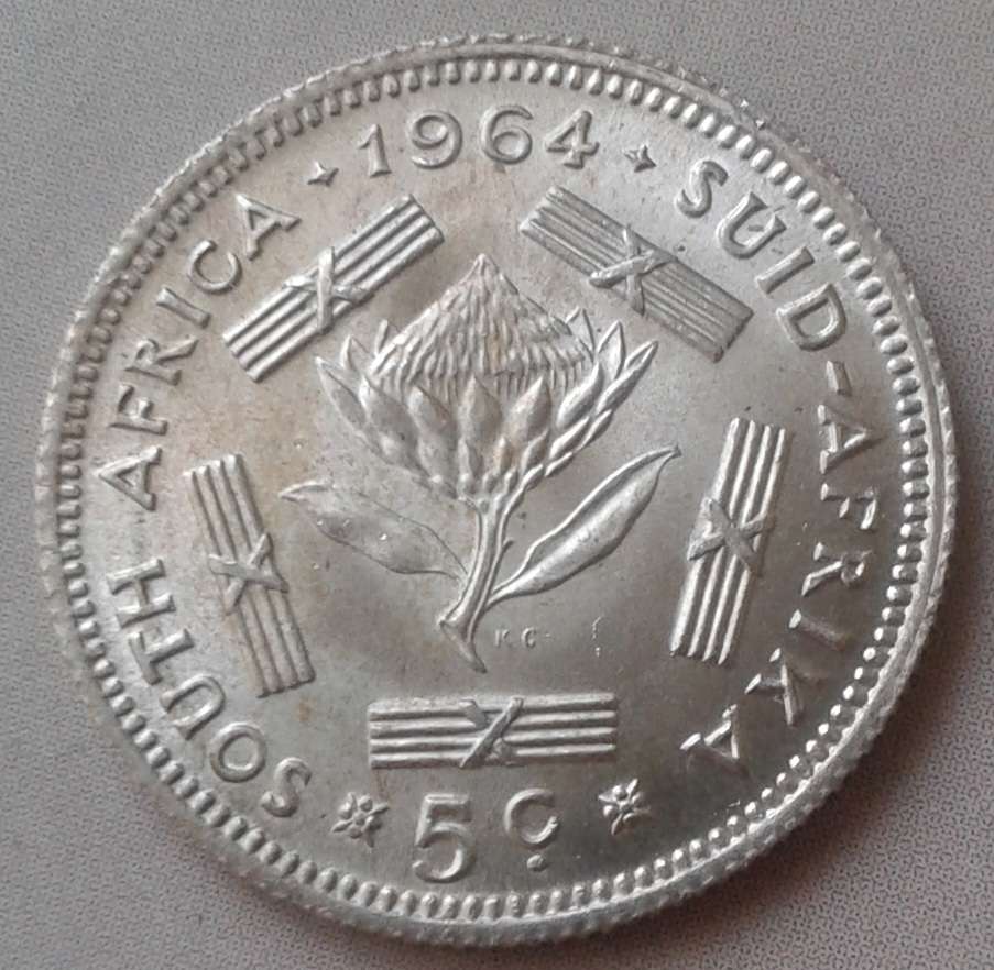 1964 Republic silver 5c in high grade