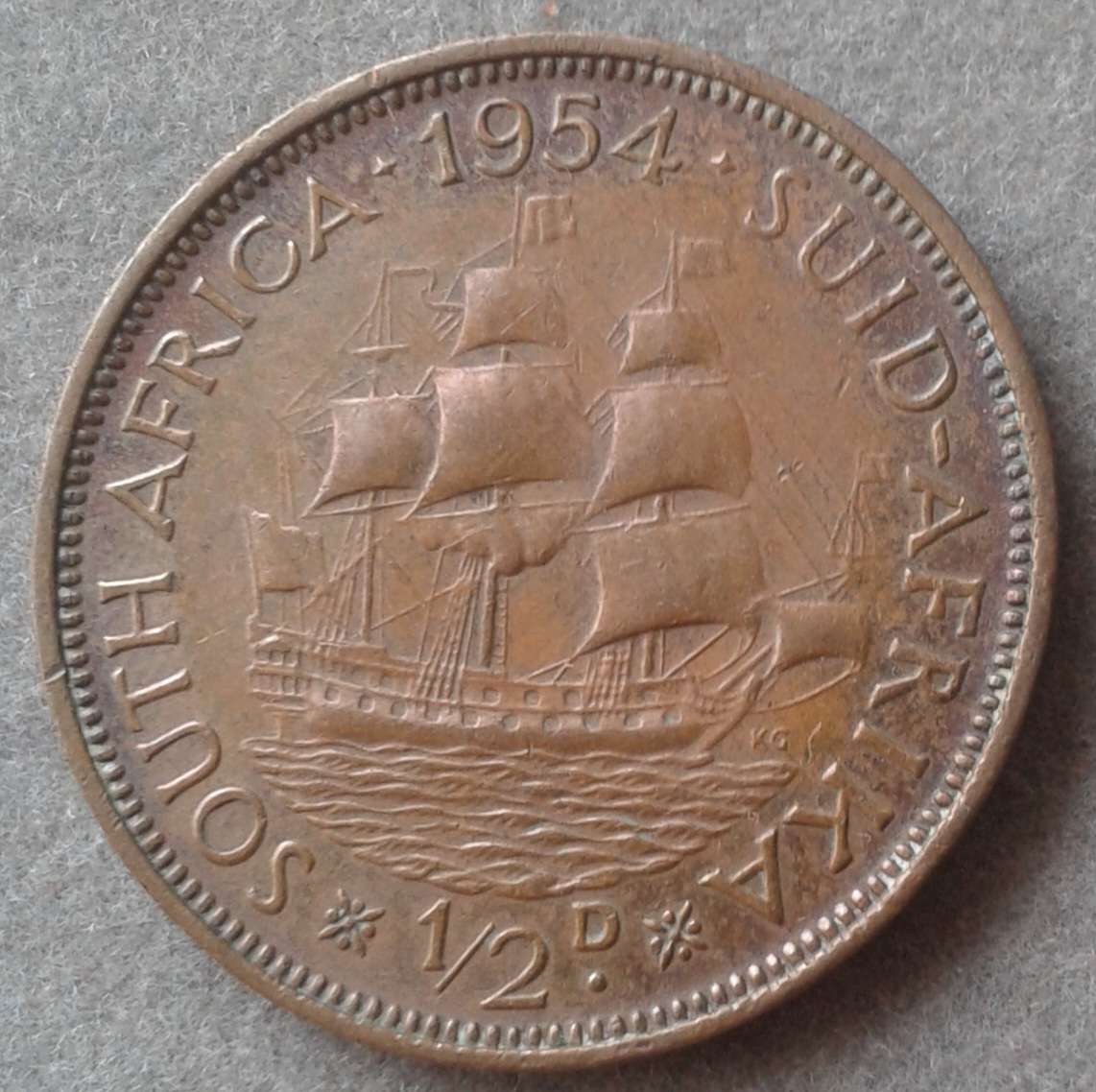 Lower mintage 1954 union 1/2 penny