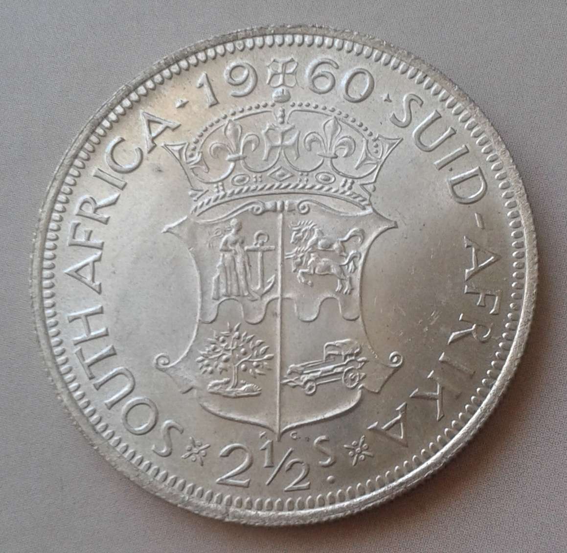 Scarce 1960 union uncirculated silver 2 1/2 Shillings