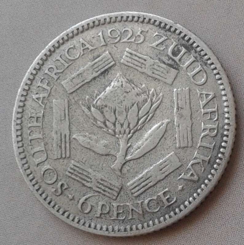Scarcer 1925 union silver sixpence (lower mintage).