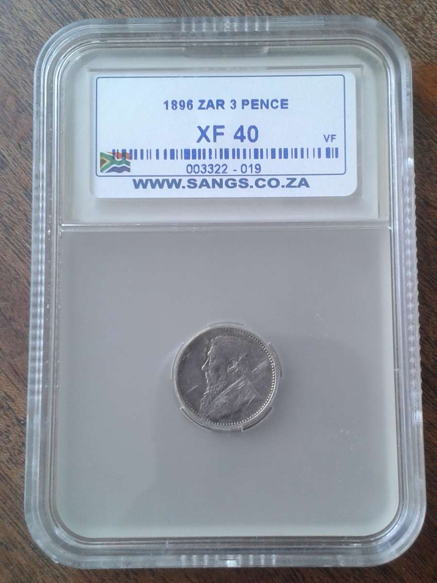 1896 ZAR Kruger silver tickey SANGS XF40 (Details coin)