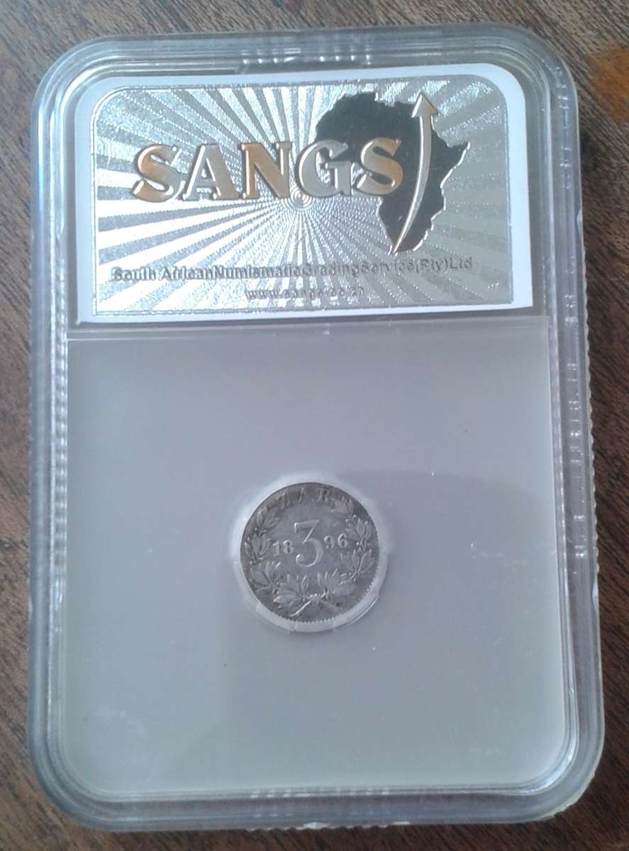 1896 ZAR Kruger silver tickey SANGS XF40 (Details coin)