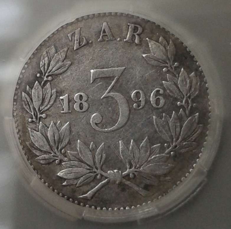 1896 ZAR Kruger silver tickey SANGS XF40 (Details coin)