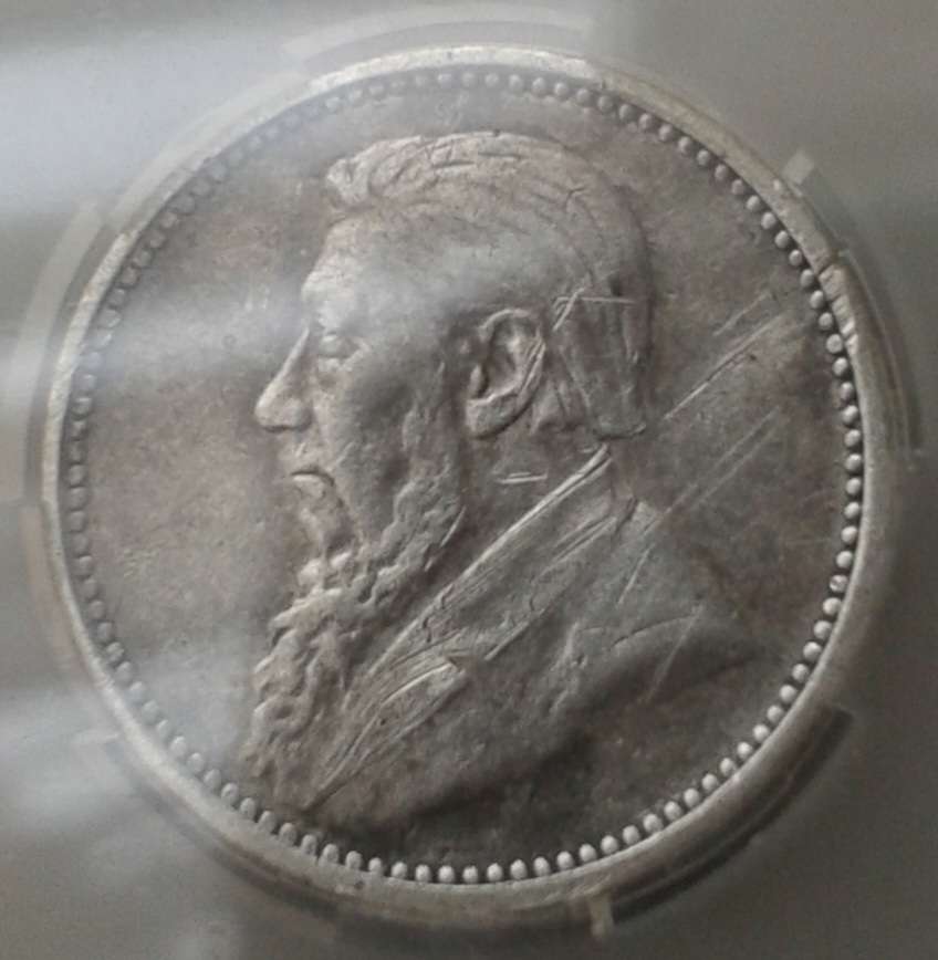 1896 ZAR Kruger silver tickey SANGS XF40 (Details coin)