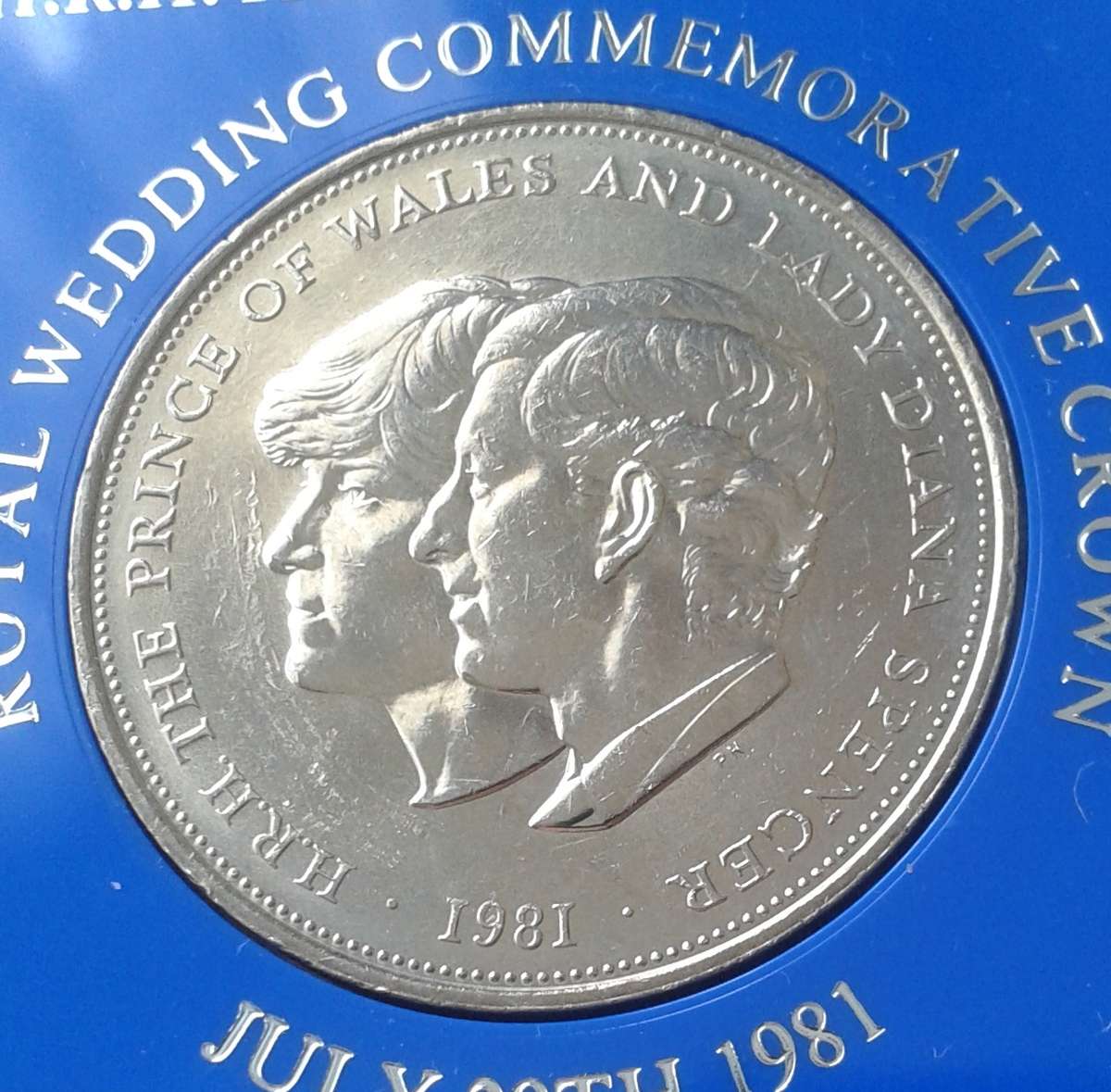 1981 British crown in perspex case (Charles/Diana royal wedding).