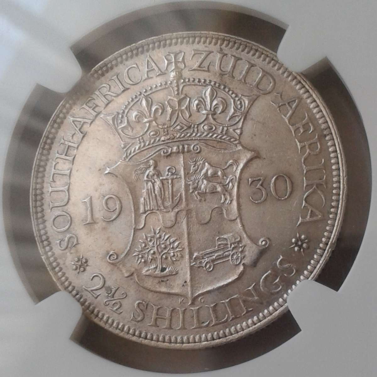 Nice 1930 union silver 2 1/2 shillings NGC AU55 (High cat value)