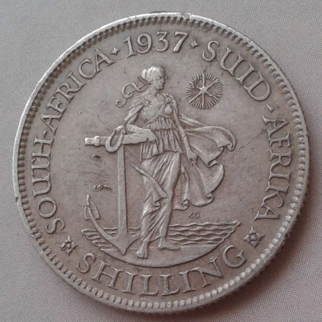 Union 1937 silver shilling.
