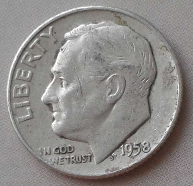 1958 D USA Roosevelt silver dime