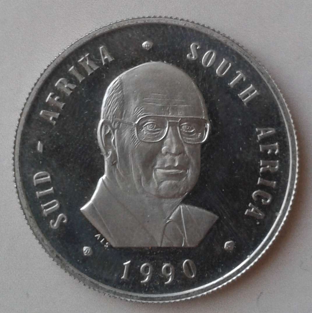 1990 P.W Botha proof nickel R1