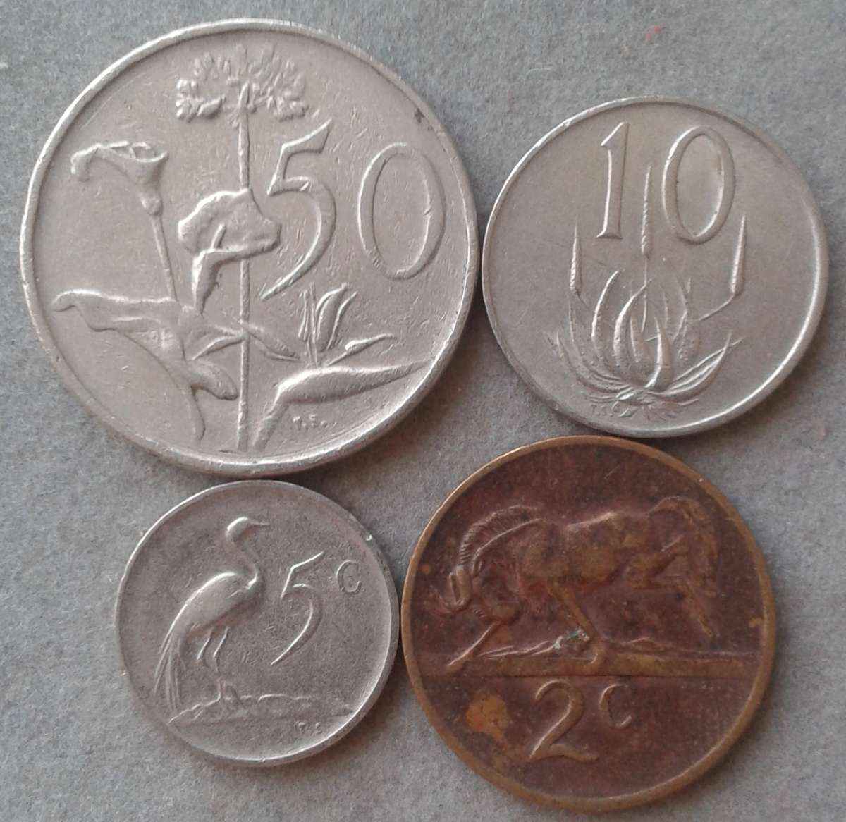 Lot of x4 Republic 1971 coins (50c-2c)