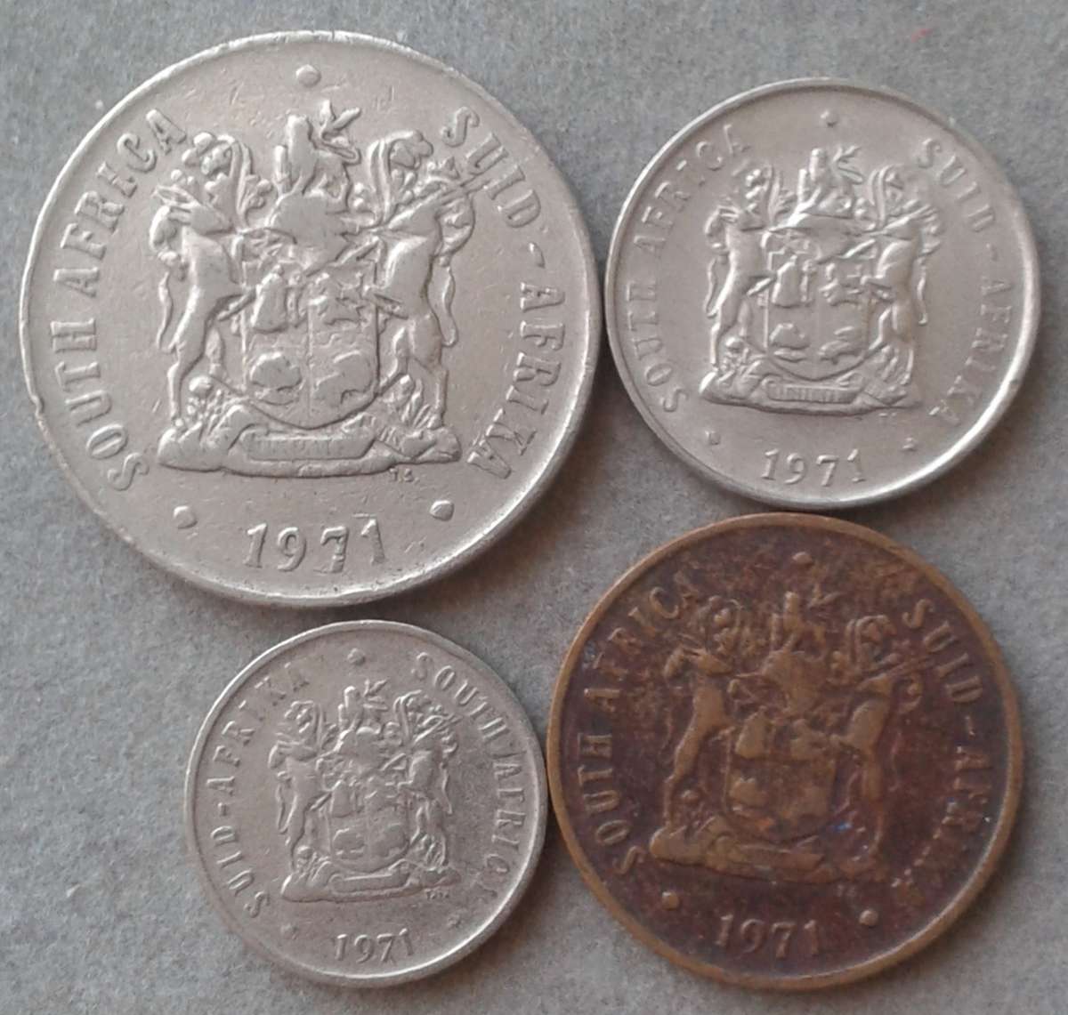 Lot of x4 Republic 1971 coins (50c-2c)