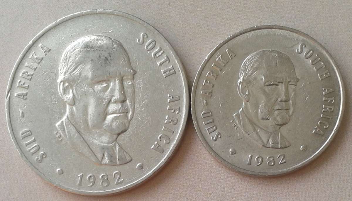 1982 Republic nickel R1 and 20c