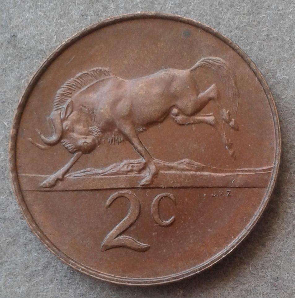 1965 Afrikaans uncirculated 2c.