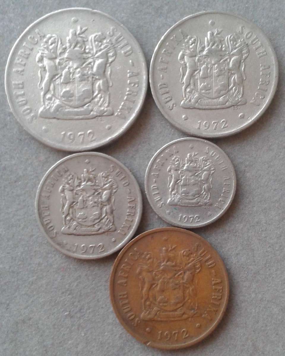 1972 Republic 50c-2c (5 coins)